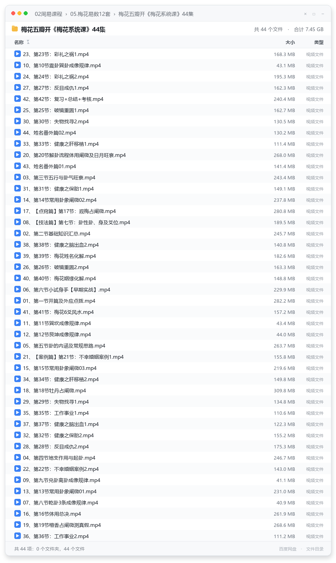 梅花五瓣开《梅花系统课》44集 视频文件目录