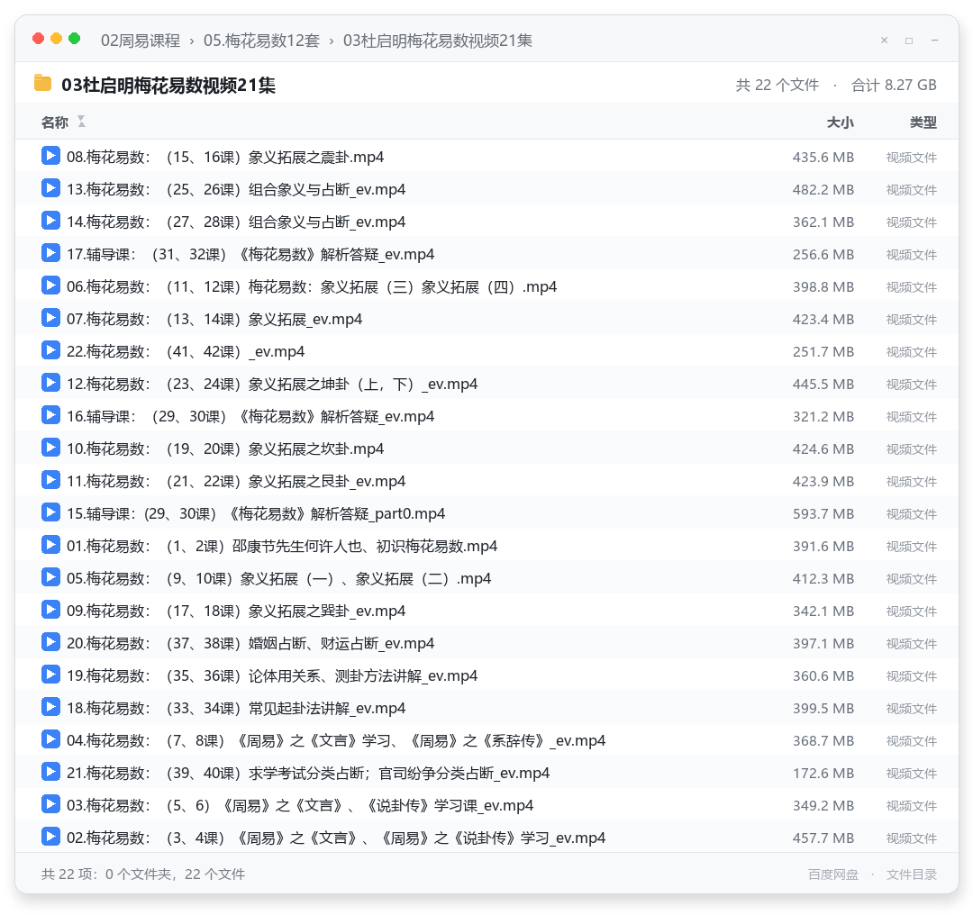 03杜启明梅花易数视频21集 视频文件目录