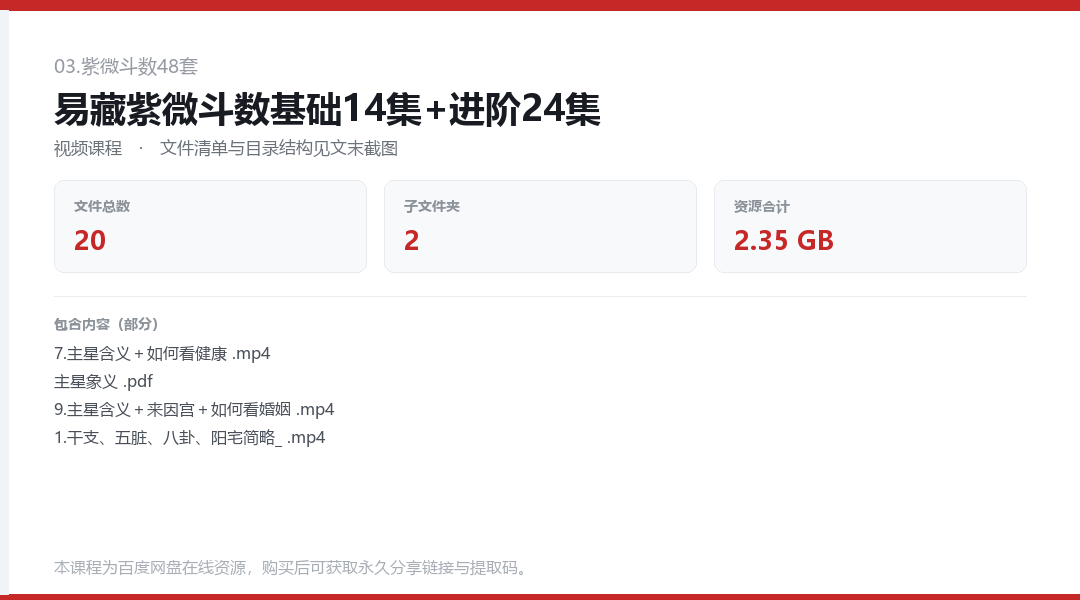 易藏紫微斗数基础14集+进阶24集