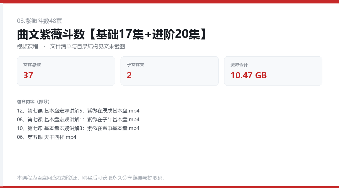 曲文紫薇斗数【基础17集+进阶20集】
