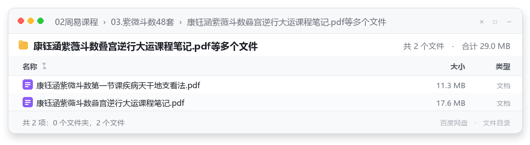 康钰涵紫薇斗数叠宫逆行大运课程笔记.pdf等多个文件
