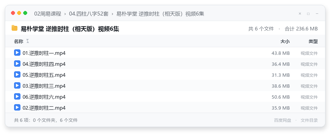 易朴学堂 逆推时柱(相天版)视频6集