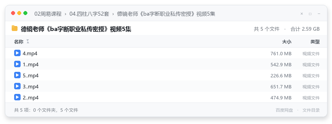 德镜老师《ba字断职业私传密授》视频5集