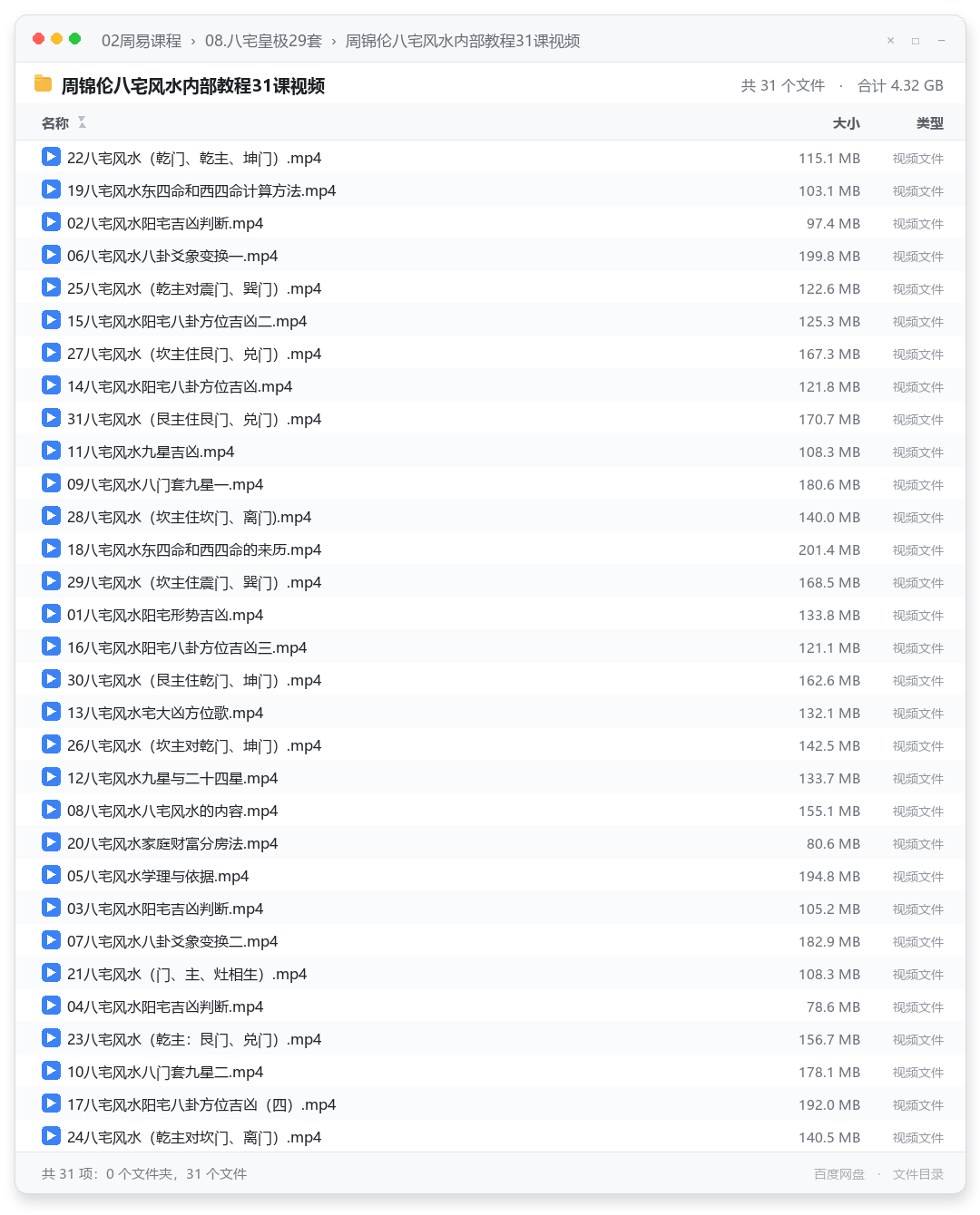 周锦伦八宅风水内部教程31课视频