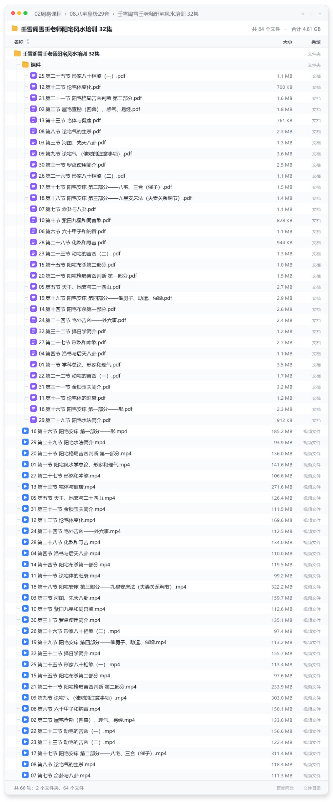 壬雪阁雪壬老师阳宅风水培训 32集