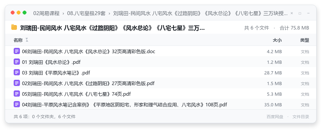 刘瑞田-民间风水 八宅风水《过路阴阳》《风水总论》《八宅七星》三万块授徒手写笔记