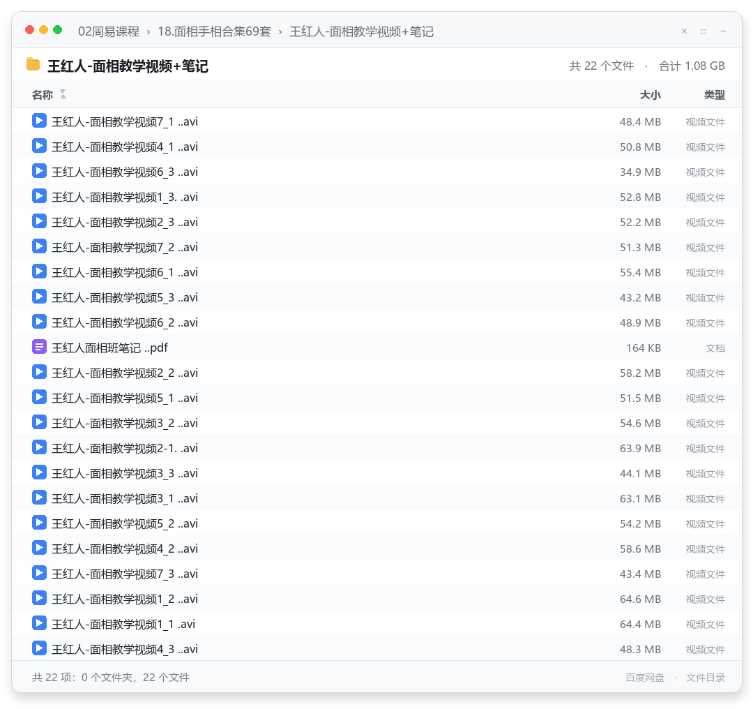 王红人-面相教学视频+笔记