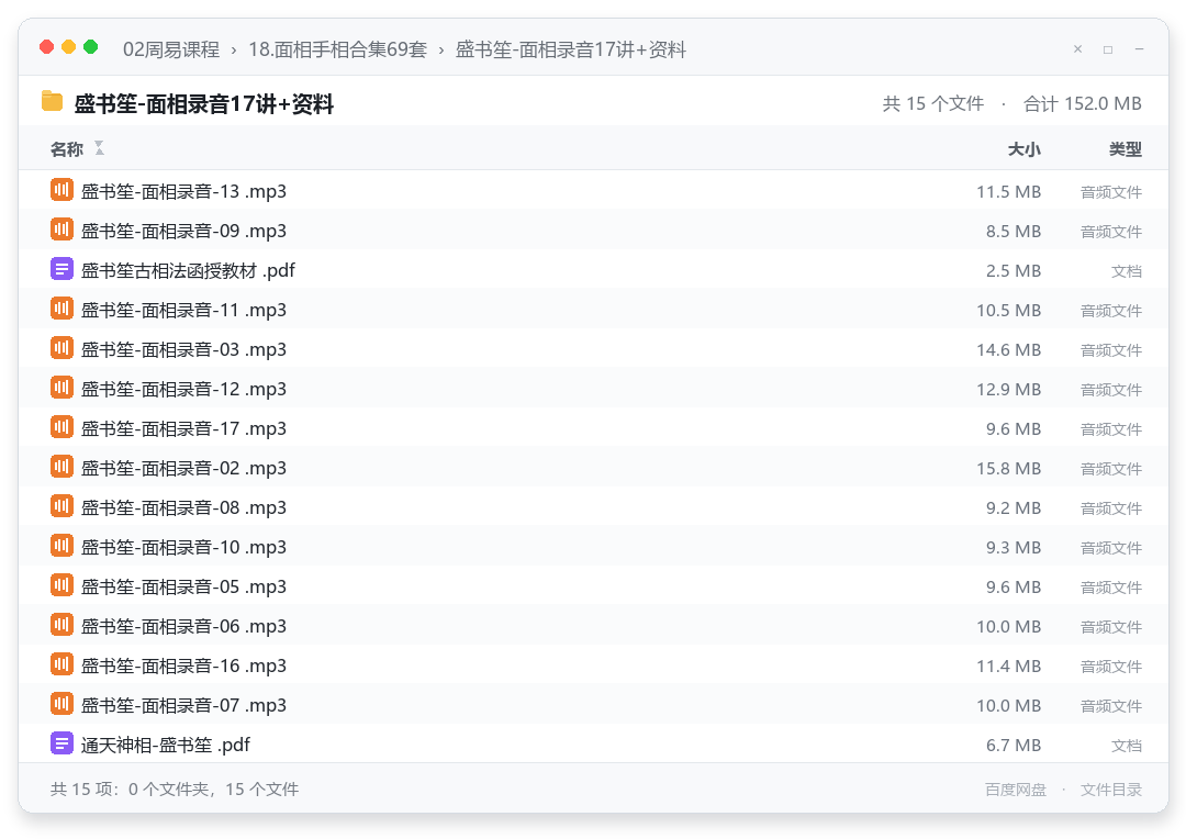 盛书笙-面相录音17讲+资料