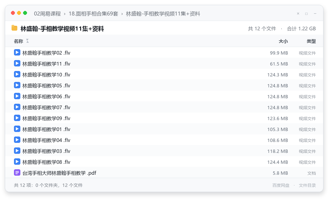 林盛翰-手相教学视频11集+资料