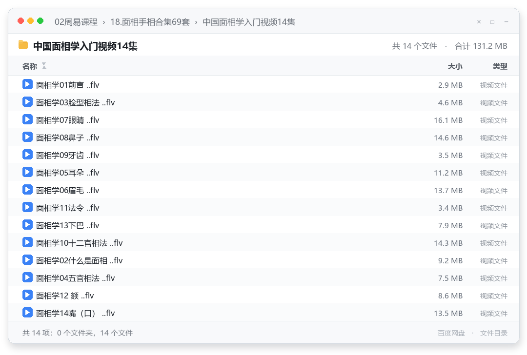 中国面相学入门视频14集